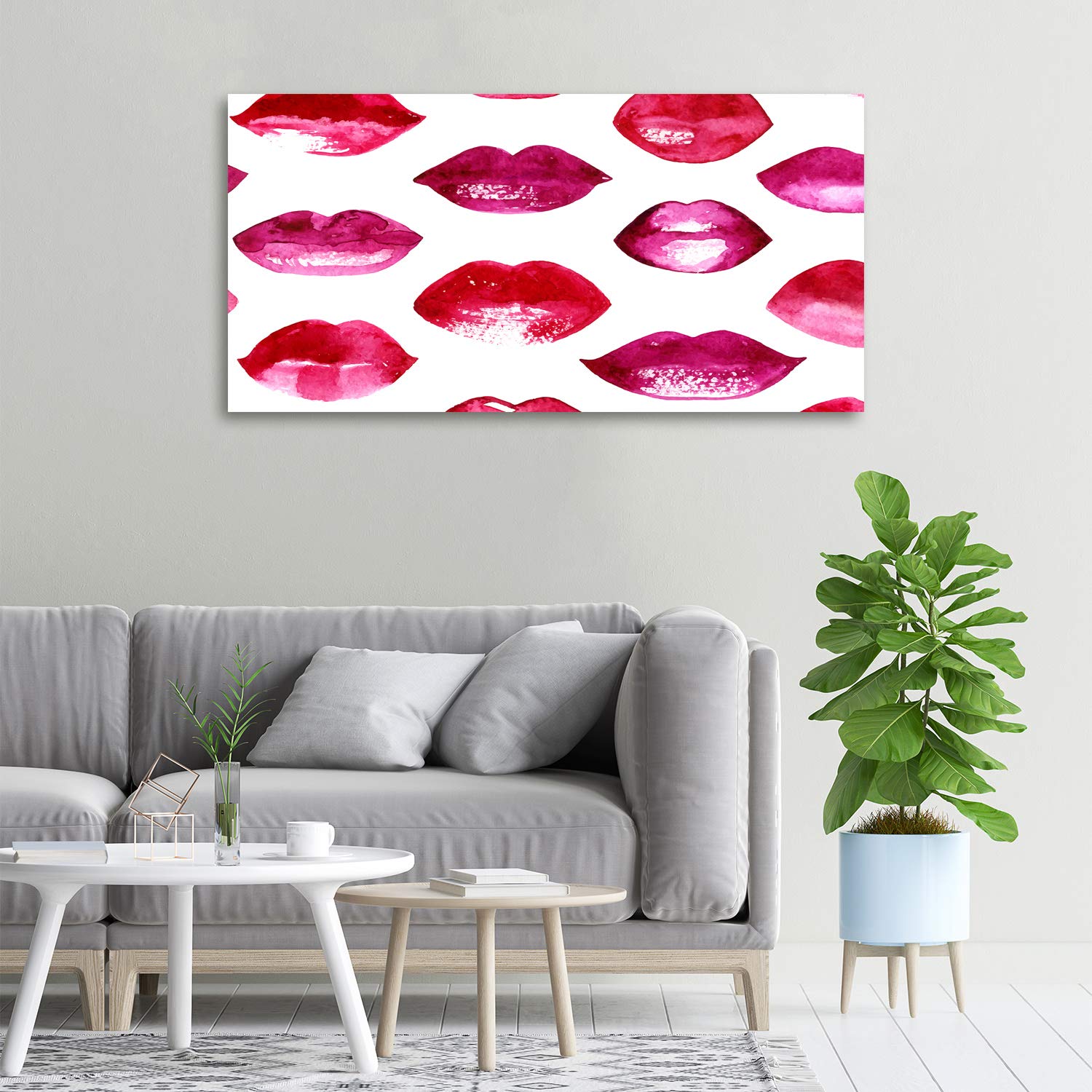 Tulup Impression sur verre100x50 cm Image Tableau Photo décorative panoramique pour la Cuisine et Le Salon - Divers - Lèvres Rouges - Rouge