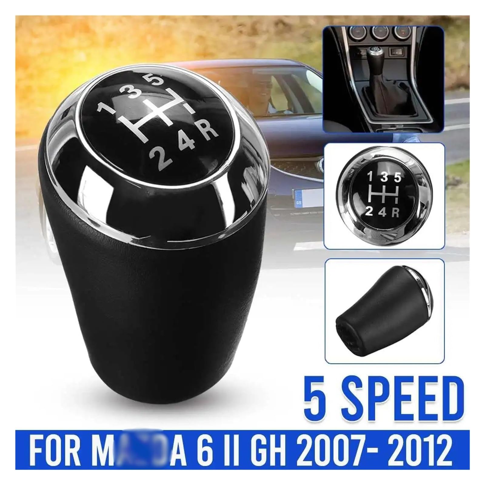 Per Mazd&a 6 II GH 2007 – 2012 2011 2010 2009 2008 leva leva leva del cambio in pelle PU 5 marce MT auto pomello del cambio auto 6 5 marce leva del cambio
