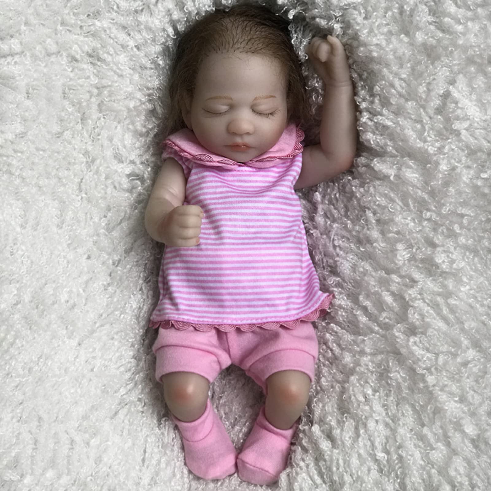 10inch Mini Sleeping Reborn Baby Doll 26cm Eyes Closed Realistic Newborn Doll Waterproof Full Silicone Body Preemie Girl Play House Toys Kids Birthday Xmas Gift