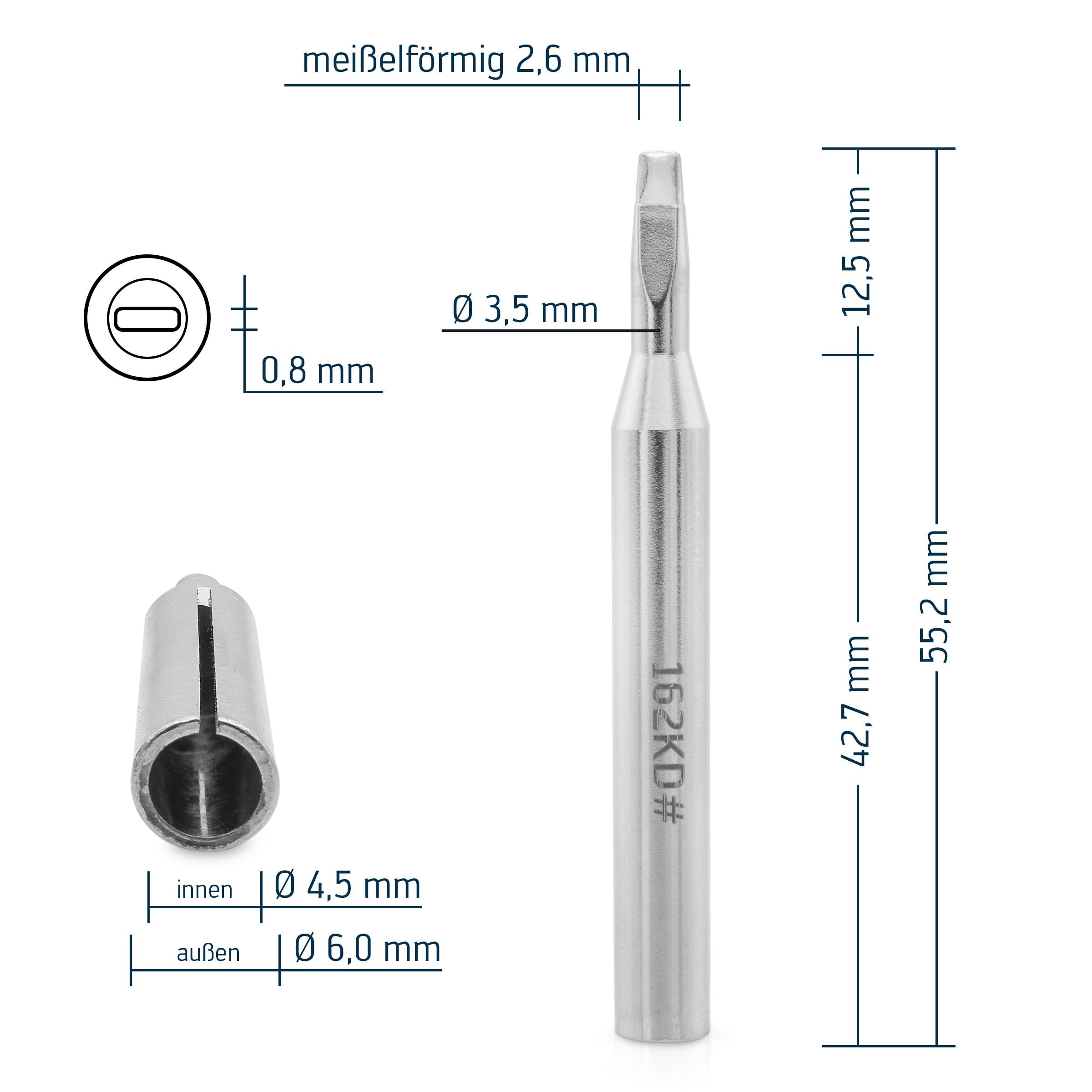 Ersa, Ket, Saldatore a Punta Tipo 162Kd 2,6mm, a Forma di Scalpello, per 540-225