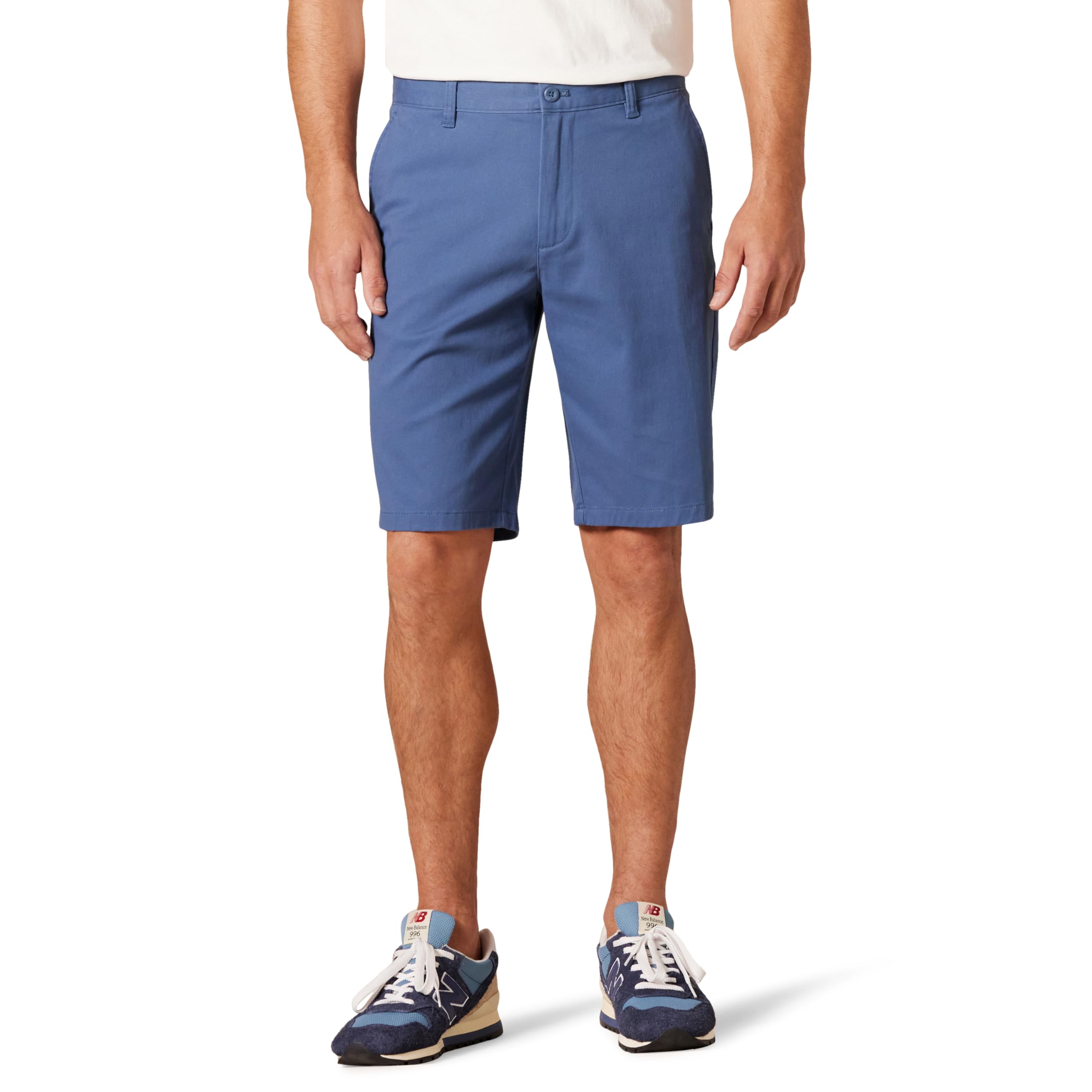 Amazon Essentials Men's Slim-Fit 11" Flat-Front Comfort Stretch Chino Shorts, Dark Blue, 31