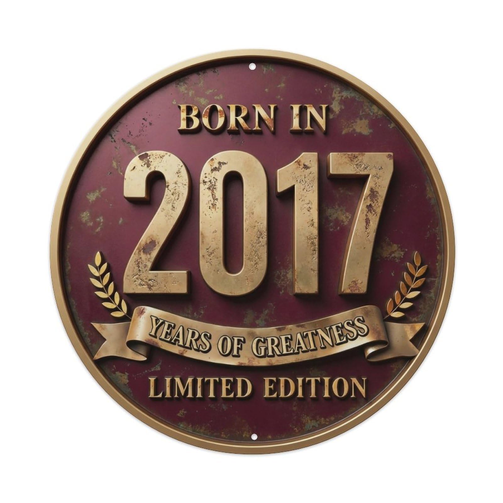 Okahys 8X8inch(20X20cm) Born In 2017 Years Of Greatness Year-Themed Birthday Gift Metal Tin Sign