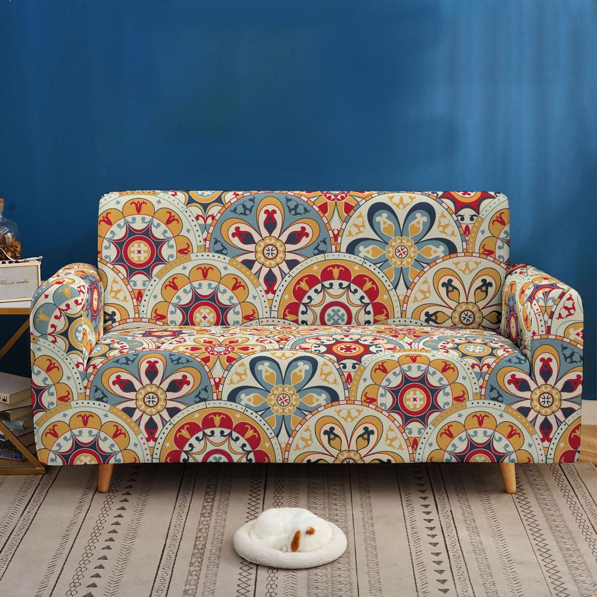 Qlkiybg B High Stretch Sofa Covers 1 2 3 4Seater Super Soft Sofa Slipcover Printed Pattern Couch Cover Polyester Spandex Sofa Slipcover Non-Slip Sofa Slipcovers Furniture Prote(Size:2 Seater(145-185Cm),Color:b)