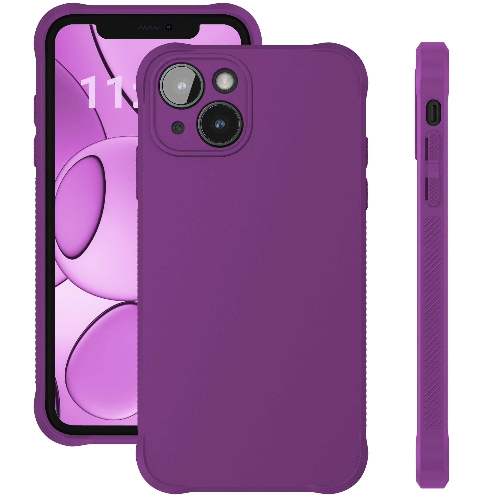 ELEVAVIDA Custodia protettiva per iPhone 14 viola opaca con protezione per fotocamera e bordi di protezione dagli urti - Custodia protettiva antiurto per Apple iPhone 14 Slim Case