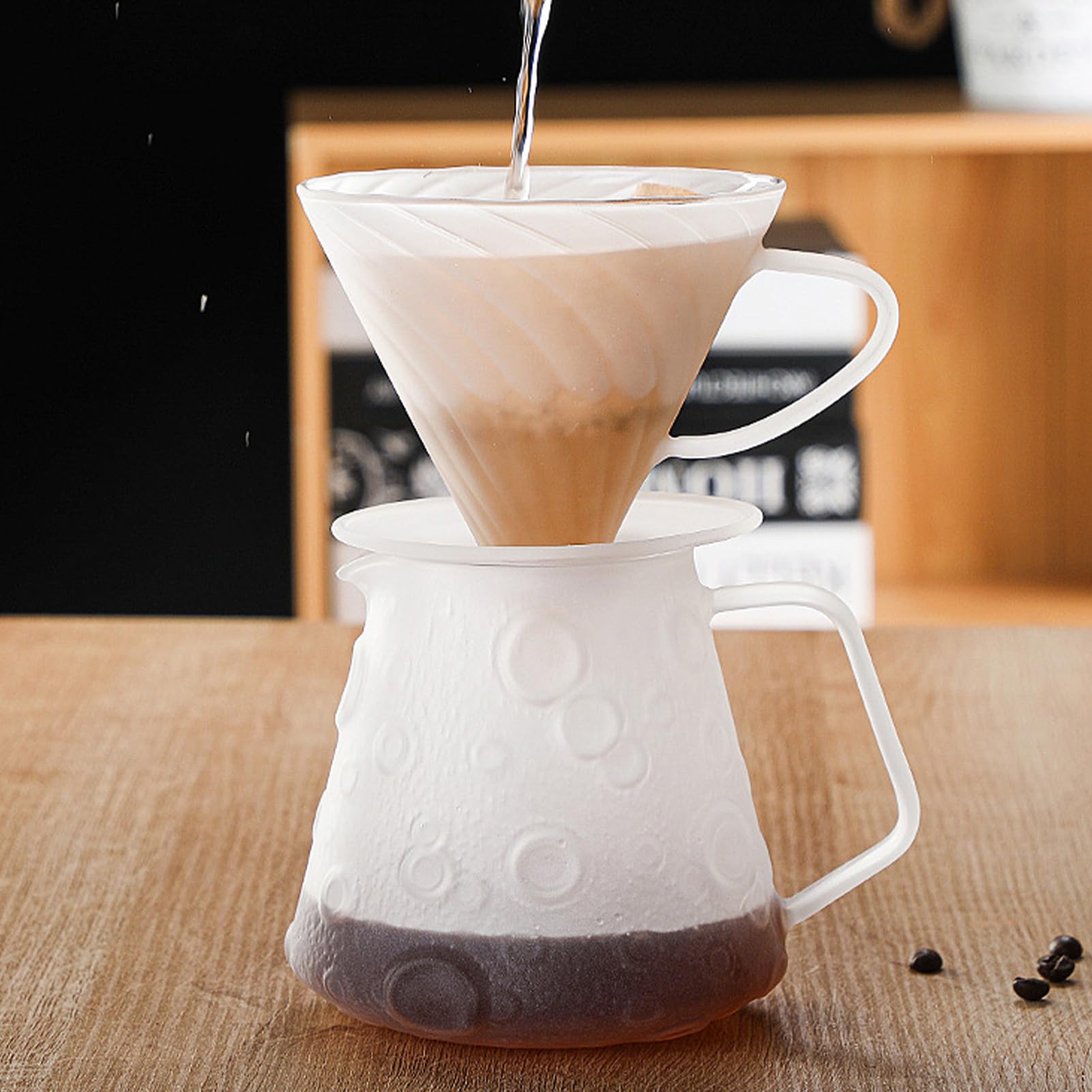 Filtro de café de 700 ml de cristal con taza, verter sobre la cafetera con cristal, jarra de café con filtro, verter sobre goteo, filtro de café reutilizable (transparente)