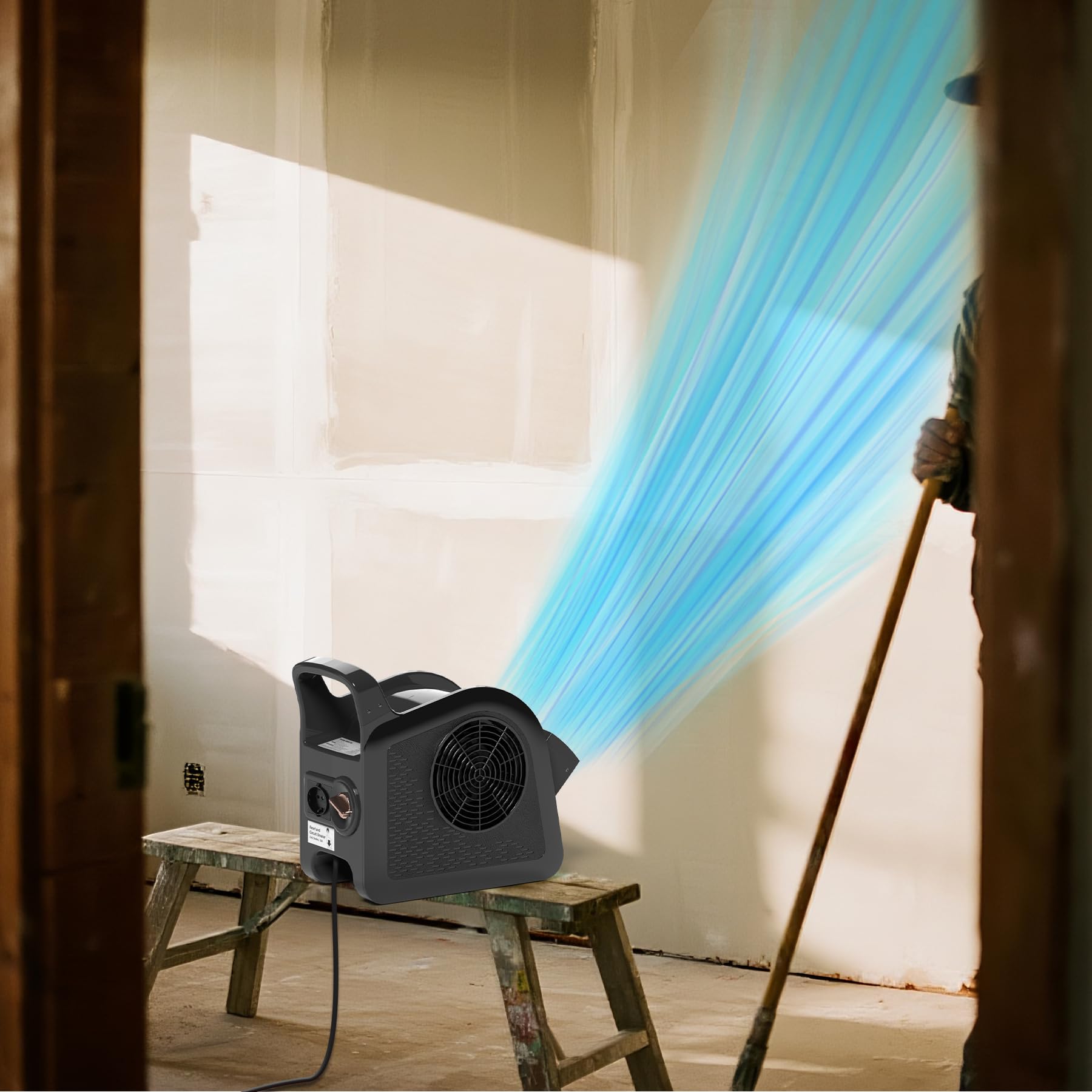 High Velocity Blower Fan - Floor Drying Fan for Cooling and Ventilating, 325 CFM Air Mover Floor Dryer Fan, Fans for Garage, Shop, 3 Geschwindigkeiten Portable Utility Fan 1 AC Outlets Black
