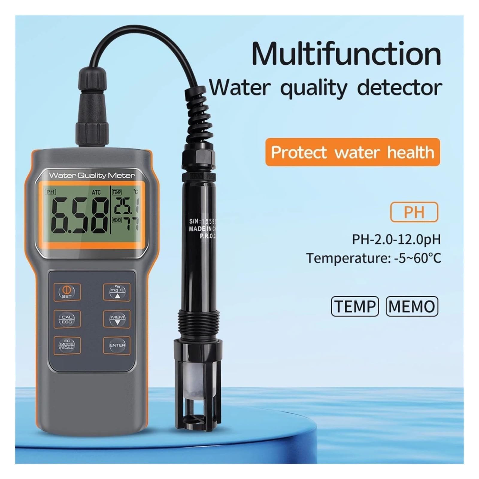 Rilevatore PH/SALE/TDS/DO/TEMP Acquacoltura Piscina Acquario Tester Dela Qualità Del'acqua Misuratore PH Multifunzionale Misurazione Accurata