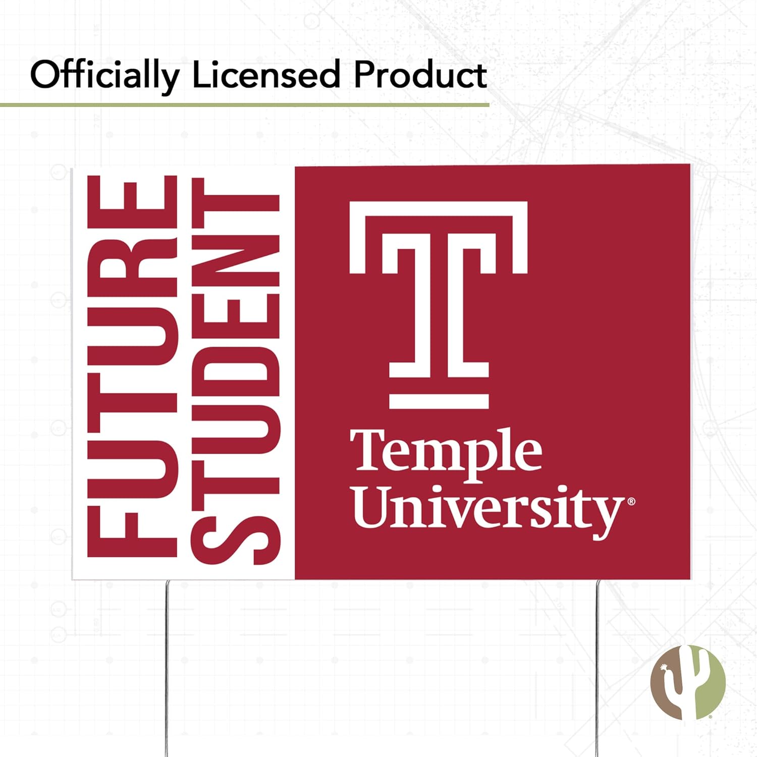 Desert Cactus Temple University Owls 12x18" New Student Celebration Yard Sign Outdoor Lawn Display with Stakes (Grad Sign 4)