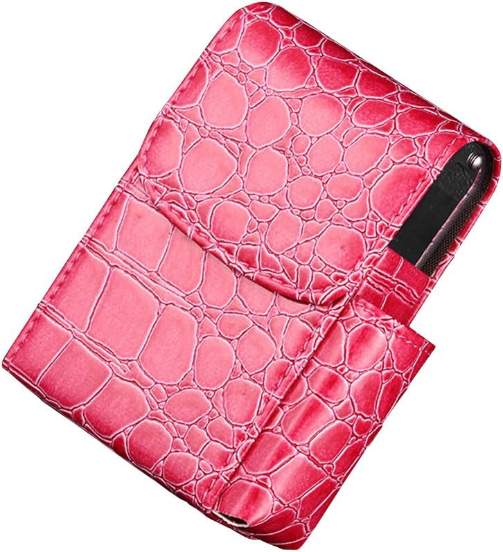 Cigarette Case, Boshiho PU Leather Cigarette Box with Lighter Holder Pouch Flip Top Tobacco Holder Metal Regular 20 Cigarettes Case Mothers Day Gift (Red)
