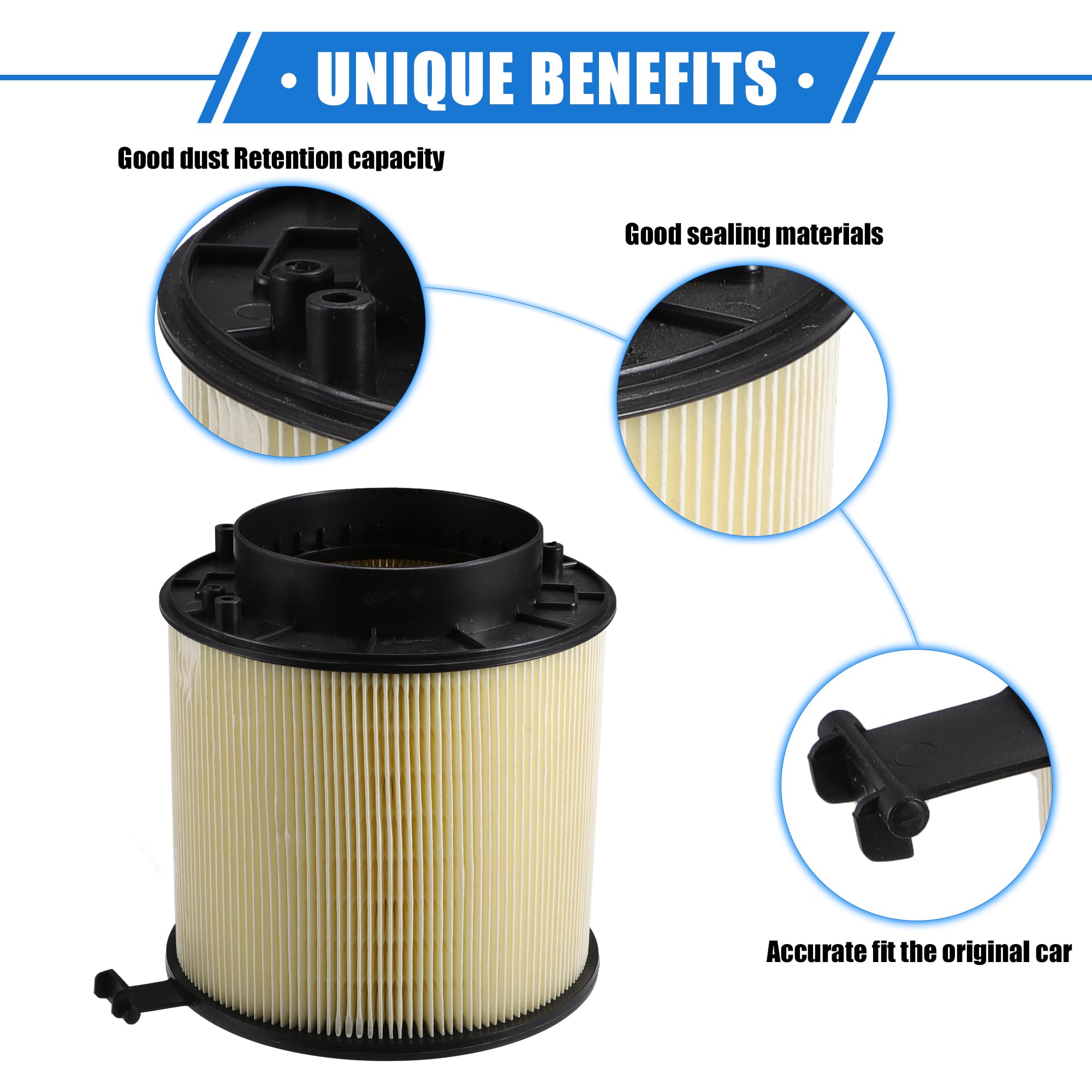 A ABSOPRO Filtro De Aire Del Motor Para Audi Sq5 3.0L V6 14-17 1pc | OE: 8K0133843, Material: PP, Size: 18.5X16.5X16CM, Color: Negro, Beige, Para A4, A5, Q5, S4, S5