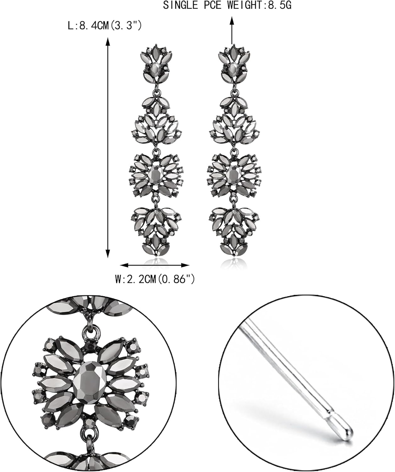 EVER FAITH Statement Dangle Earrings for Women, Costume Wedding Party Jewelry Marquise Crystal Cluster Bohemia Chandelier Long Earring - Image 5