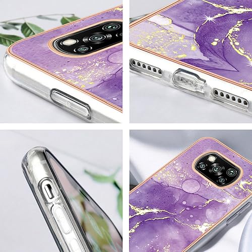 Miniatura 3 de Yarxiawin Compatible con Xiaomi Poco X3 Pro Case Marble Silicone Pink, Xiaomi Poco X3 Pro Funda de silicona a prueba de golpes Funda protectora