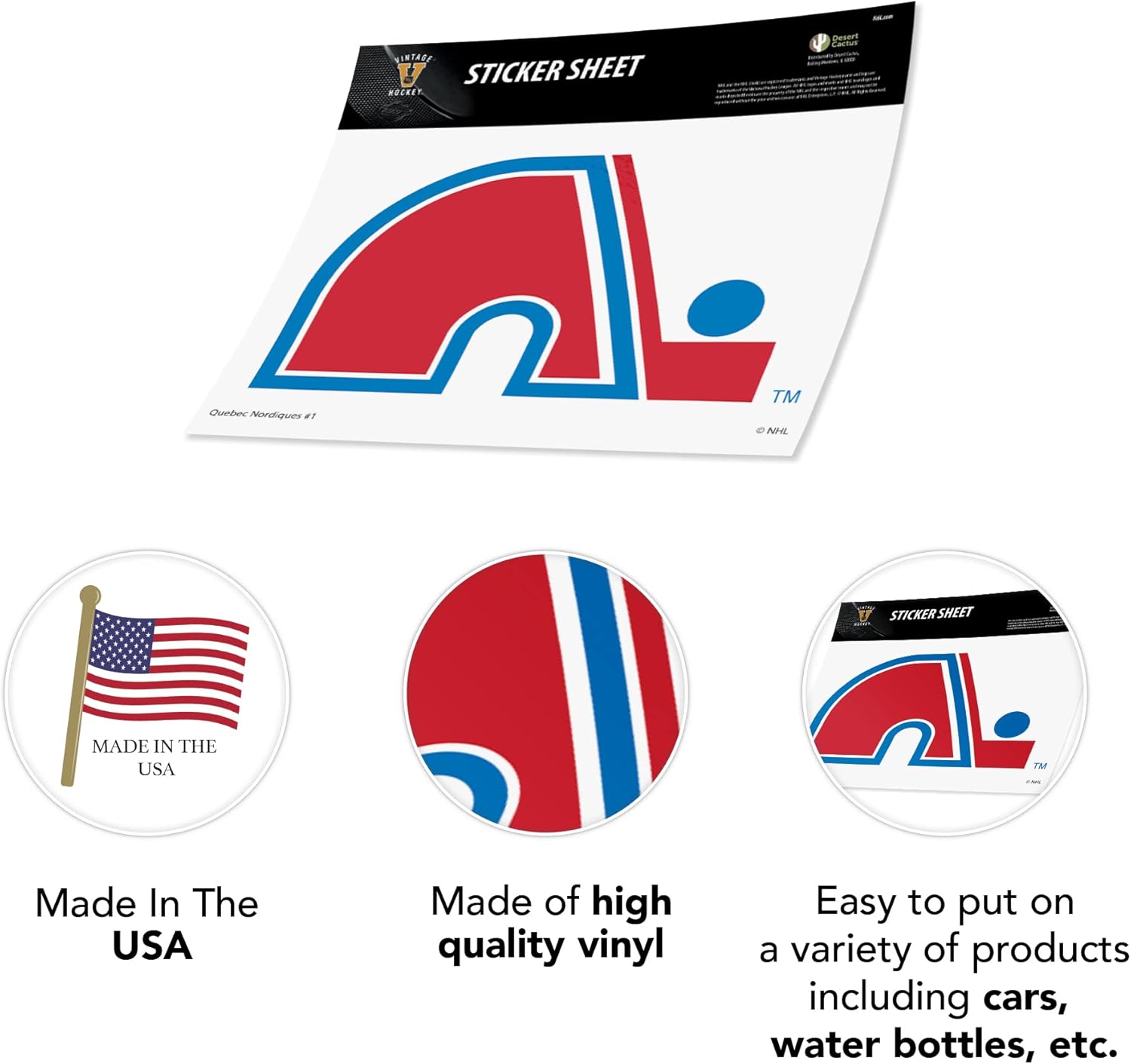 Desert Cactus Quebec Nordiques Sticker NHL Team National Hockey League Vinyl Decal Laptop Water Bottle Car Scrapbook (Vintage Individual A) - Image 3
