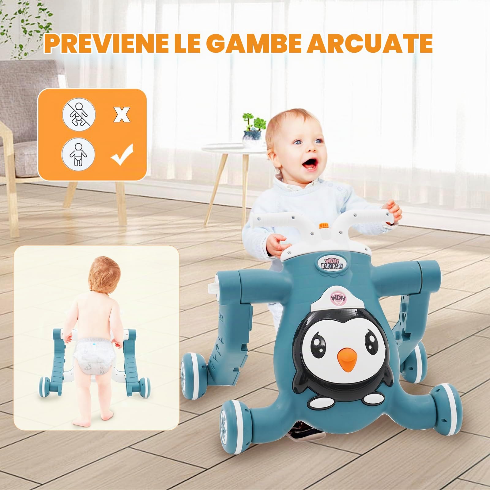 3 in 1Girelli,Primi Passi per Bambini Con Funzione Musicale,Carrello Primi Passi Altezza e Velocità del Bracciolo Regolabili,Gioco per Far Camminare i Bambini,Girello Neonato 6-12 Mesi.