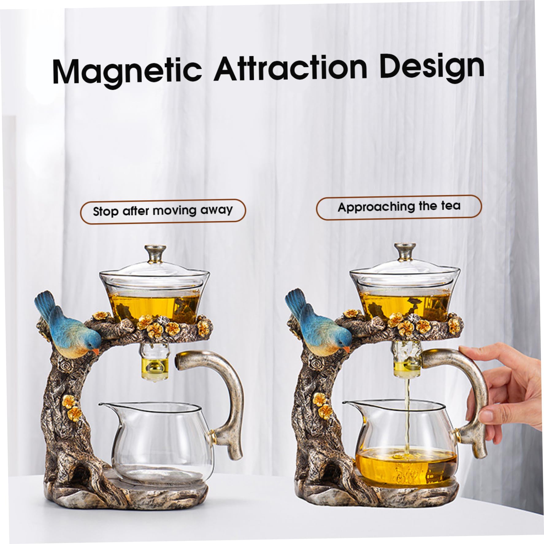 Juego de té semiautomático tetera magnética de vidrio de borosilicato de alta calidad con infusor juego de té Kung Fu para el hogar la oficina regalos de viaje tetera magnética.