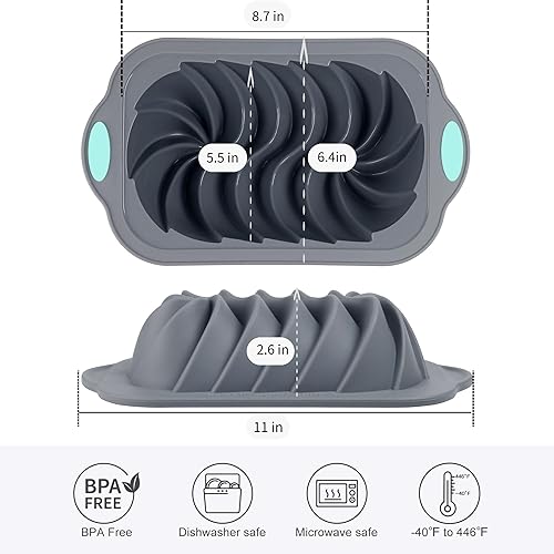 Miniatura 5 de Chicrinum Molde de pan de silicona, molde antiadherente para hornear de silicona de grado alimenticio, sartén para pastel de carne con marco
