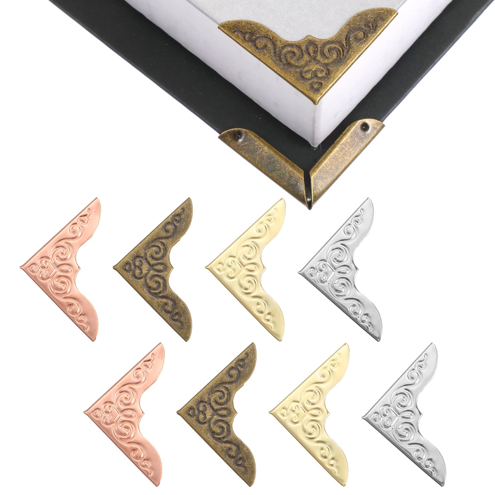 RAHHLIZS 80PCS Metal Book Corners, Photo Book Corner Protectors, 4 Colors