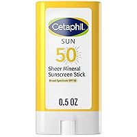 Vista 1 de Cetaphil Barra protectora solar mineral ligera para rostro y cuerpo, 0.5 oz, 100% protector solar mineral UVA/UVB: óxido de zinc y dióxido
