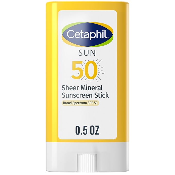 Cetaphil Sheer Mineral Sunscreen Stick for Face & Body, 0.5oz, SPF 50 | 100% UVA/UVB Mineral Sunscreen | Zinc Oxide & Titanium Dioxide | Broad Spectrum | For Sensitive Skin