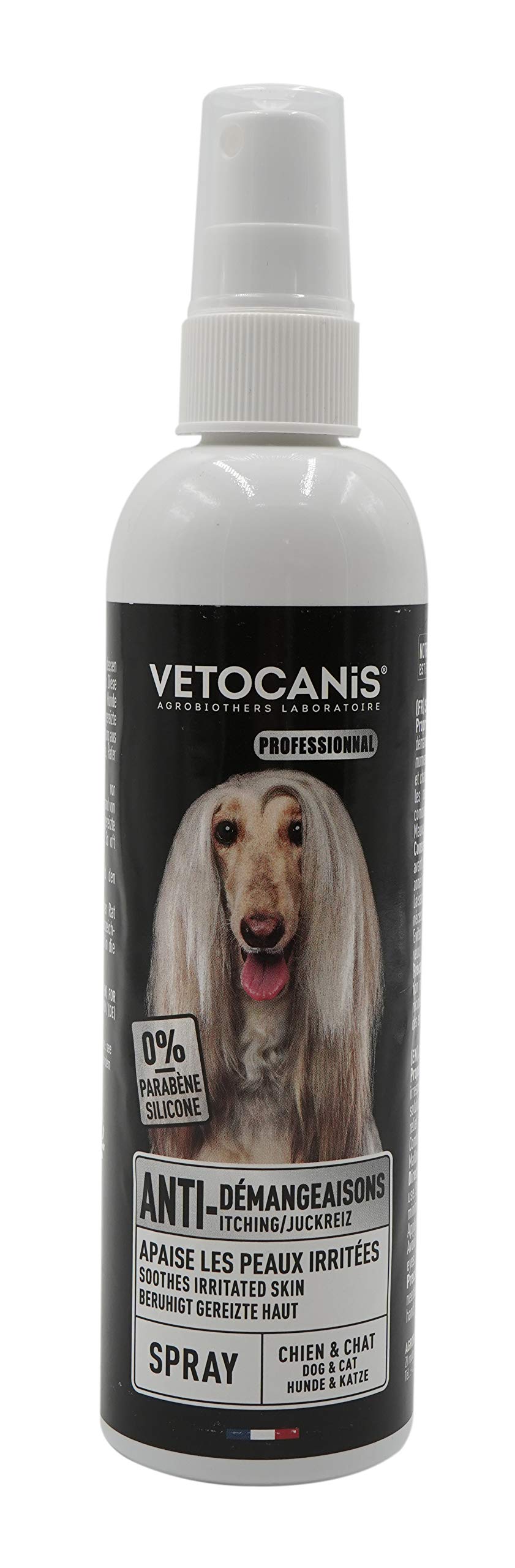 Vetocanis - Spray Anti Démangeaisons pour Chien - Apaise les peaux irritées - Spray à l'Aloé Vera, aux extraits de Mauve et d'Avoine - Sans Parabène ni Silicone - 250 ml