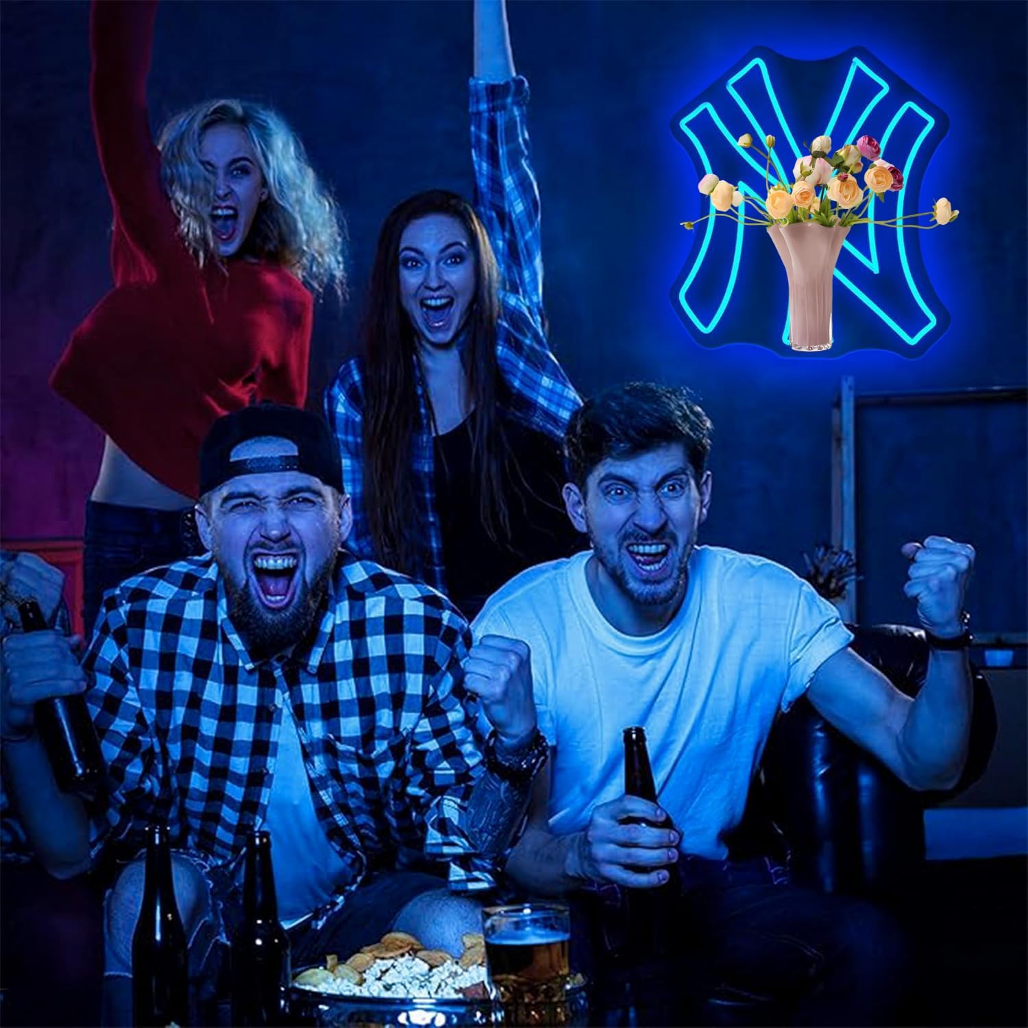 NY Baseball Neon Sign, New York Cool Light Up Dimmable NY Team Logo Hanging Led Neon Sign for Wall Decor, Bedroom, Party, Man Cave, Bedroom, Game Room Deco, Birthday Christmas Gift for Boys Fans (Blue) - Image 5