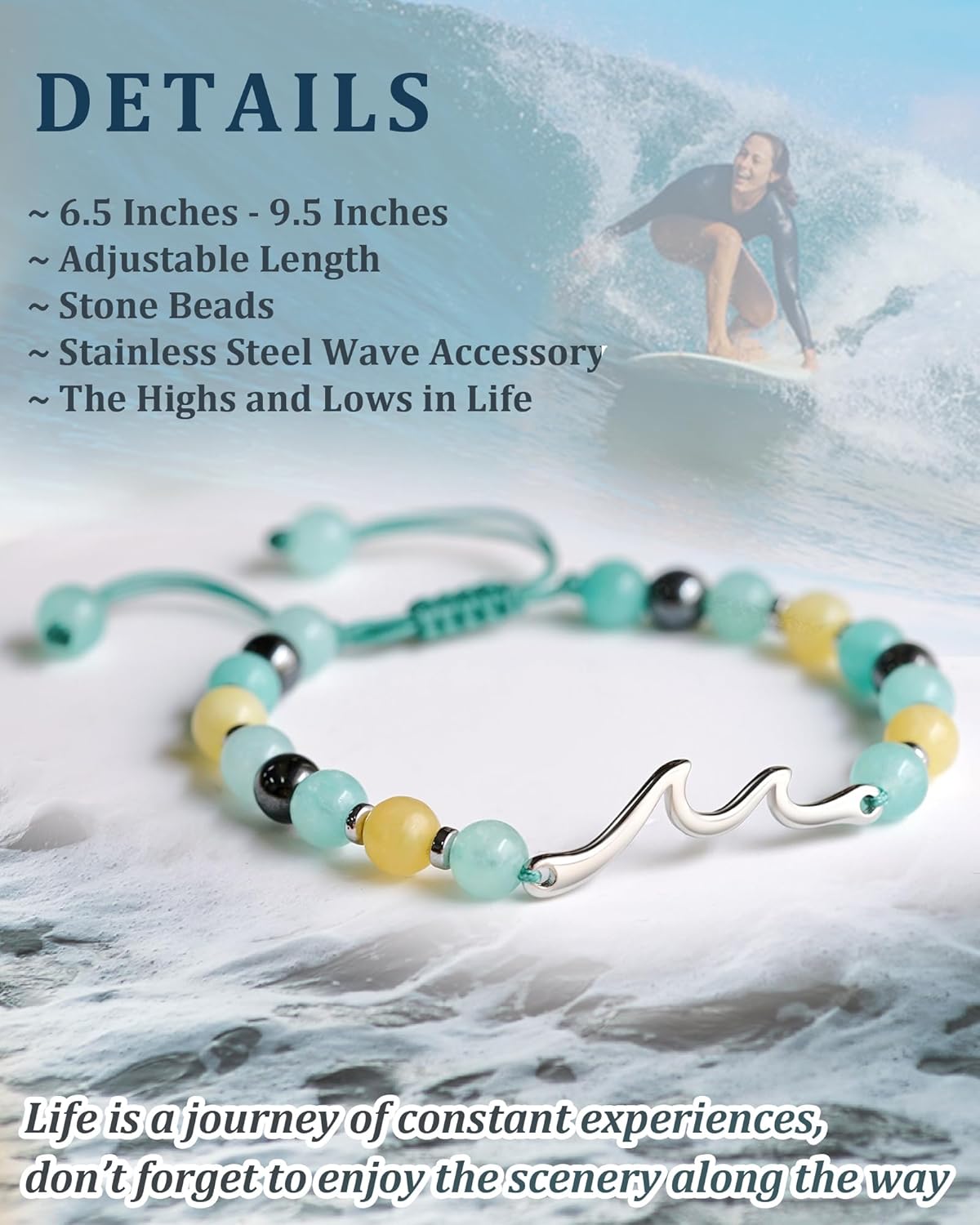 Tarsus Inspirational Gifts for Women Men, Through The Waves of Life, Life is Tough but so are You, Encouragement Bracelet Thoughtful Gifts for Friend Sister Coworker... - Image 4