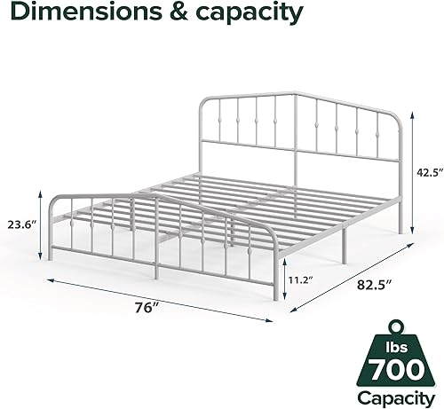 Miniatura 84 de Plataforma Zinus Arnav, Doble, Blanco Blanco,Negro -