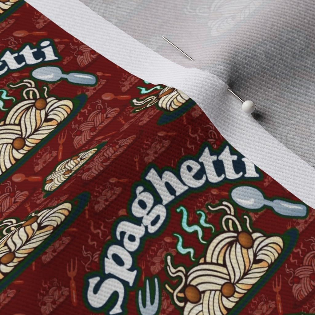 Spoonflower Fabric - Pasta Dinner Food Printed on Denim Fabric Fat Quarter - Bottomweight Apparel Home Decor Upholstery