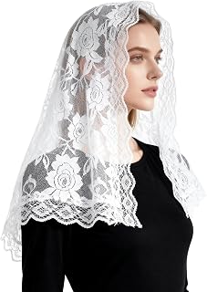 Lace Veil Scarf Women Print Church Veils Mass Mantilla Religious Christian Prayer Shawl Bridal Wedding Head Covering