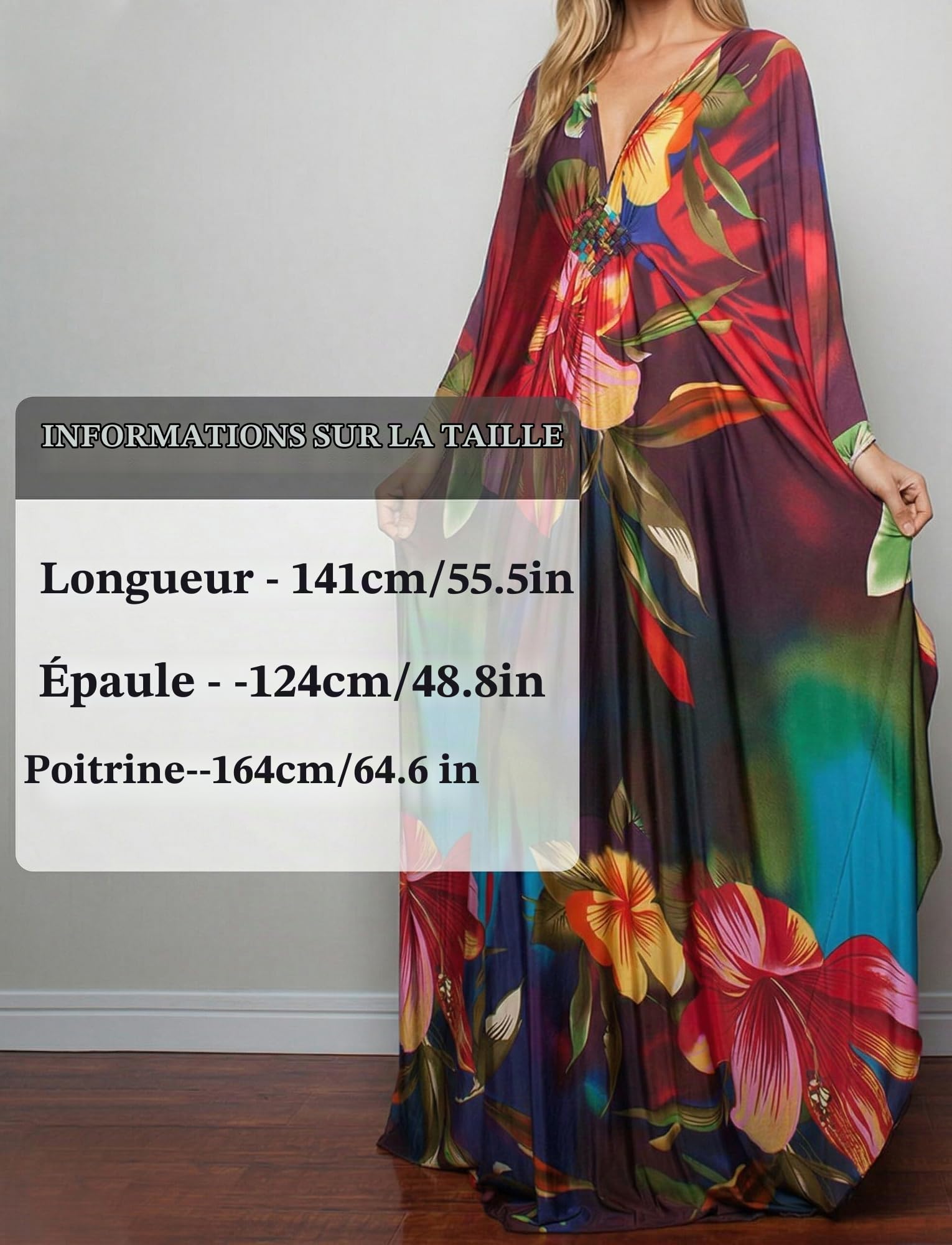 AIEOE Maxi Peignoir Cache-Maillots Femme Été Caftan Longue Robe de Plage avec Surf Sauna Plage Couleur 02