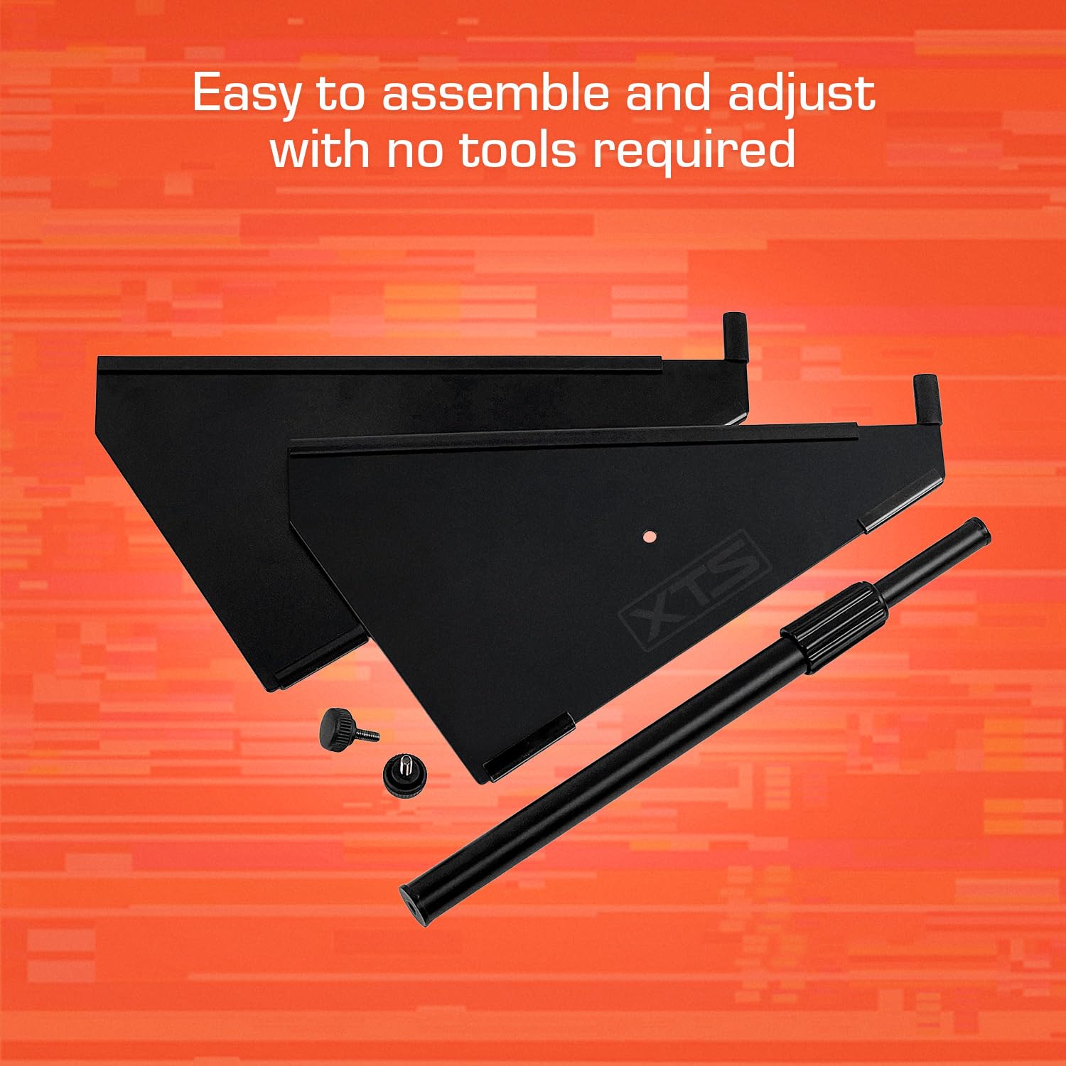 Analog Cases XTS Stand: XL, supporto da tavolo professionale (attrezzatura da studio in lamiera solida al 100%, larghezza regolabile da 30 a 53 cm, supporto per DJ con ergonomia migliorata)