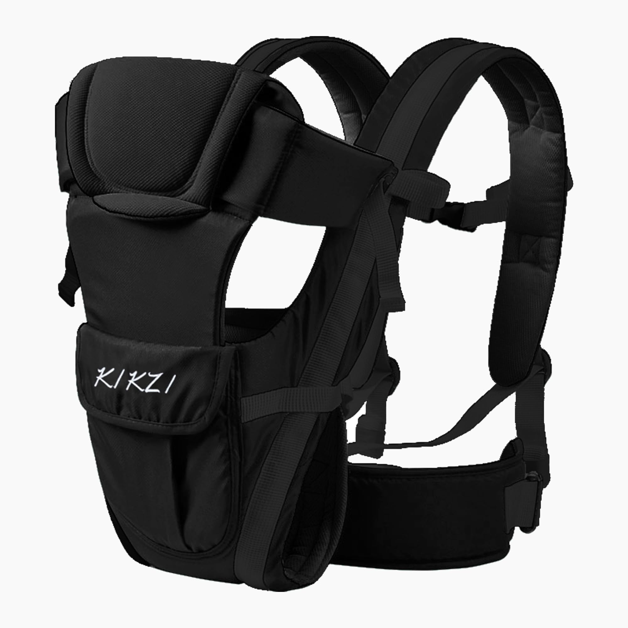 Kikzi Ergonomic Strong Breathable Adjustable Infant Baby Carrier Backpack (Black) — view 2