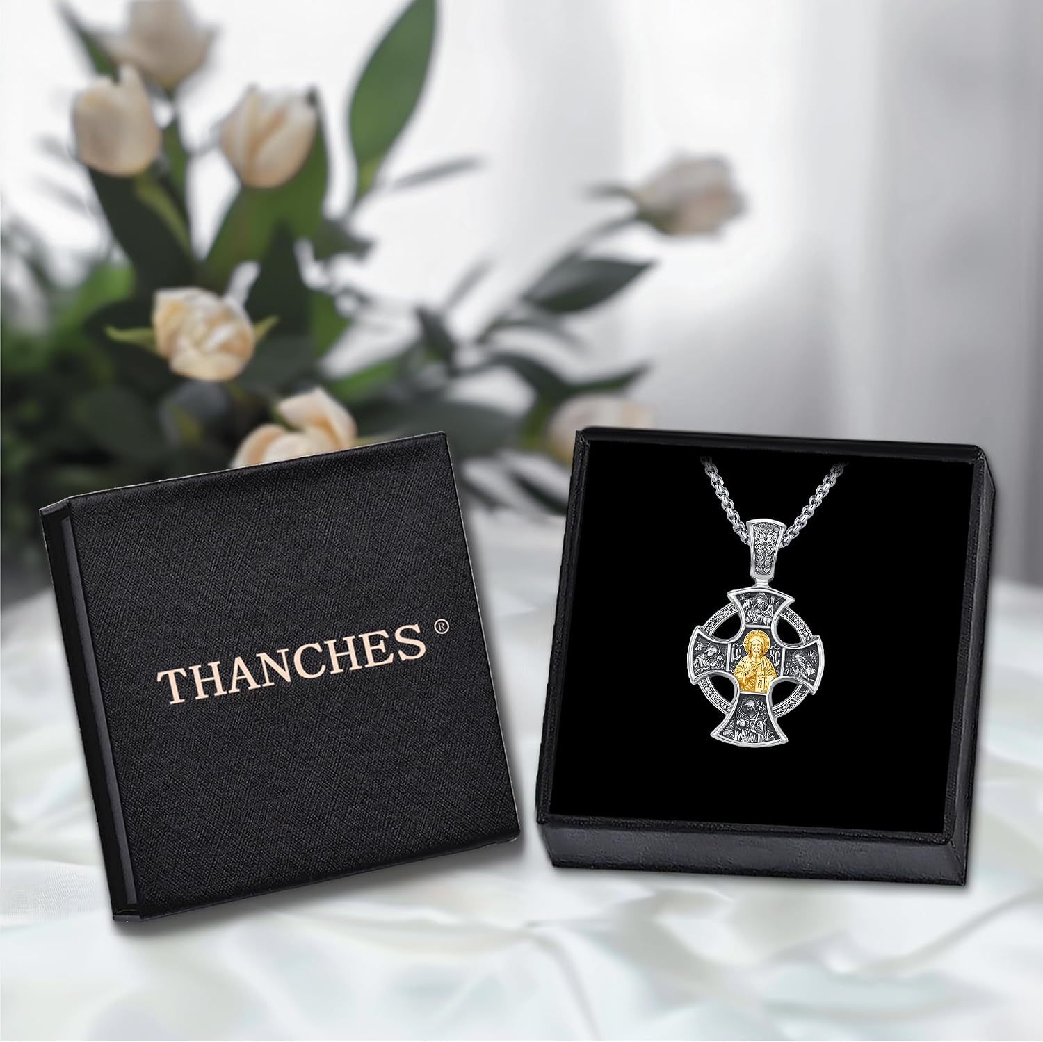 Religious Saint Necklaces, S925 Sterling Silver St Michael/St Christopher/St Benedict/Saint Jude/Jesus Crucifix/St Uriel/Gabriel/Archangel Raphael/St Patrick/Saint Andrew/Saint Florian Pendants, Protection Amulets, Catholic Medallions Jewelry with Gift Box