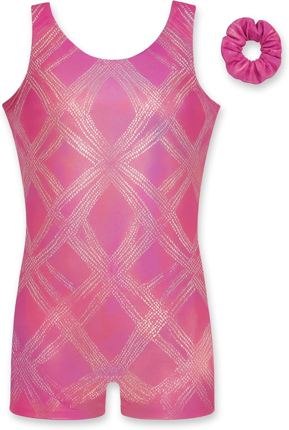 Destira Pinky Promise Gymnastics Unitard for Girls, Dazzling Pink Gradient Shine Hologram Biketard, GIRLS/CHILD Sizes