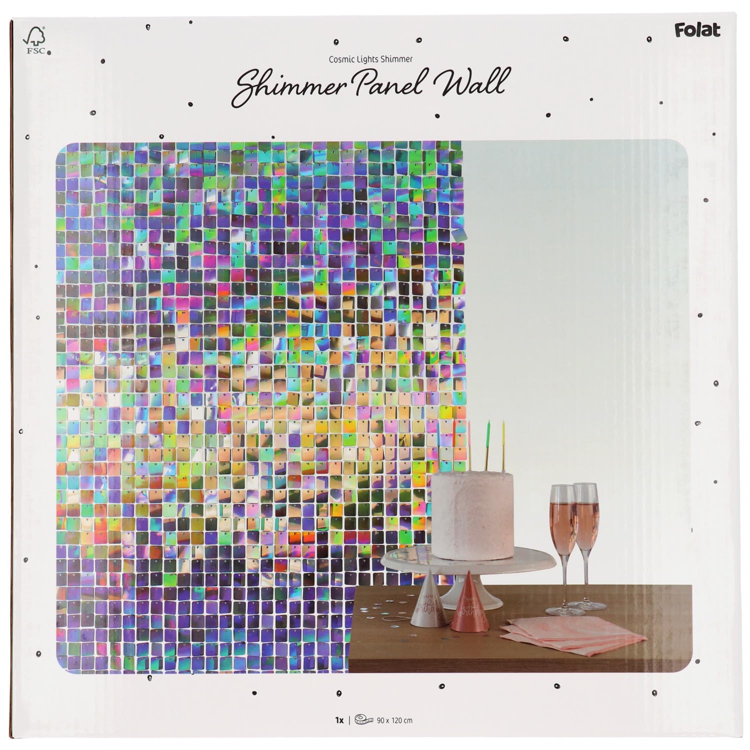 Folat 27599 Pannello di Sfondo in Paillettes - Iridescent - 30 x 30 cm - Sfondo fotografico per matrimoni, feste, decorazioni, cabine fotografiche e decorazioni per palcoscenici di festival