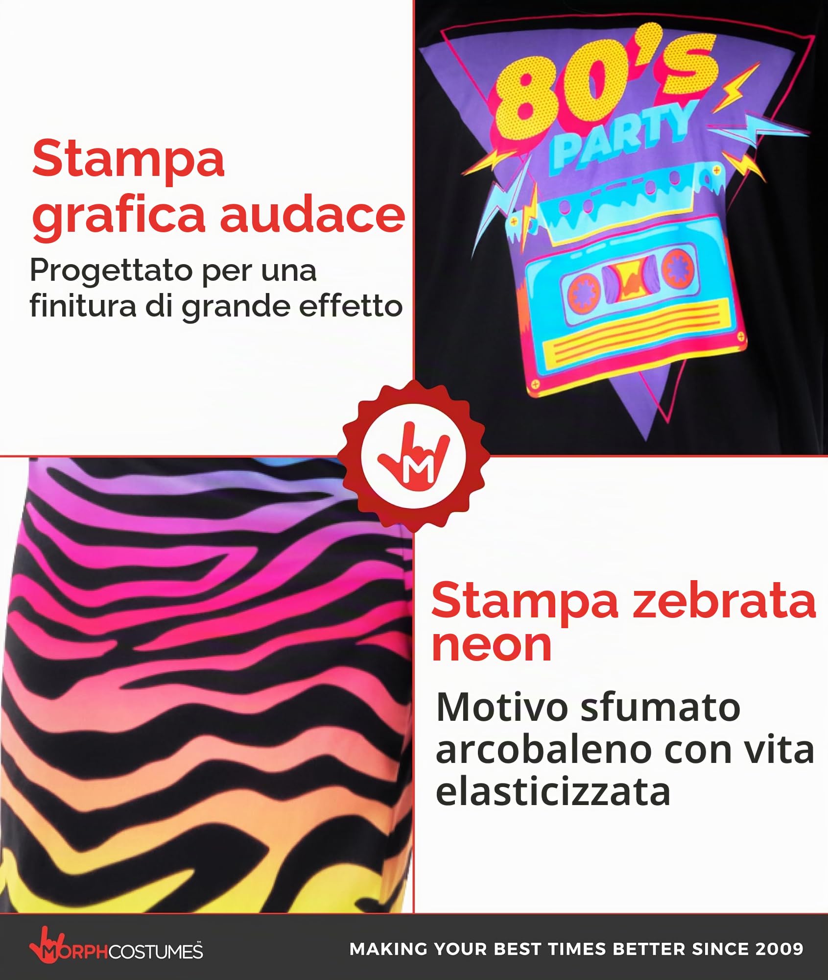 Morph Costume Uomo Anni 80 - Vestito Carnevale Uomo, Abito Retrò per Halloween, Compleanni e Party a Tema Vintage.