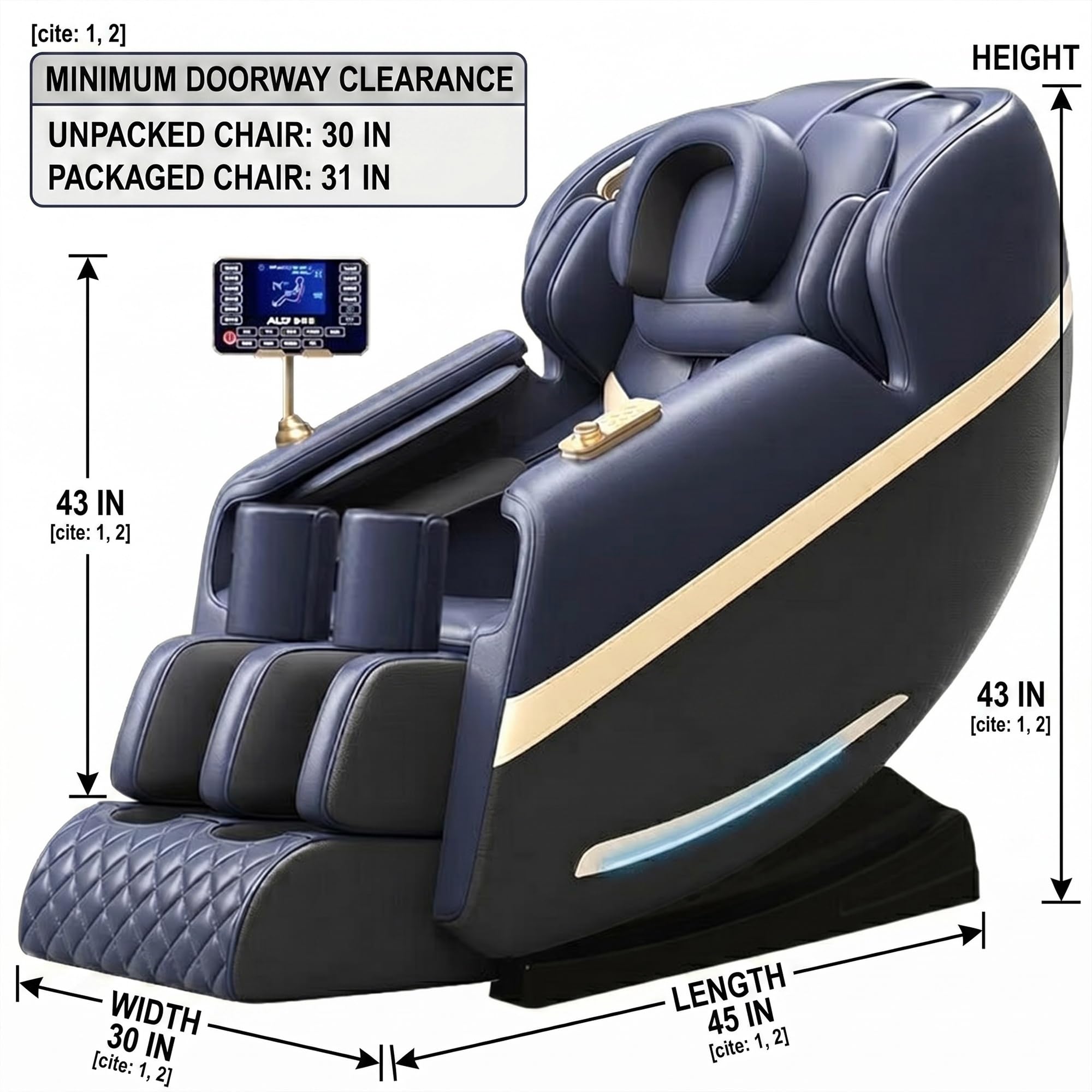 Sillón de Masaje Profesional Gravedad Cero con Riel SL, Escaneo Corporal IA, Masaje de Aire 360°, Calor Terapéutico, Altavoces Bluetooth HiFi, Pantalla Táctil LCD, Sin Montaje(Blue)