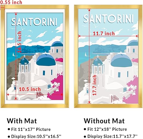 Miniatura 2 de LaVie Home Marcos de fotos de 12 x 18 pulgadas (paquete de 2), marco de diseño simple para fotos de 11 x 17 pulgadas con paspartú, formatos