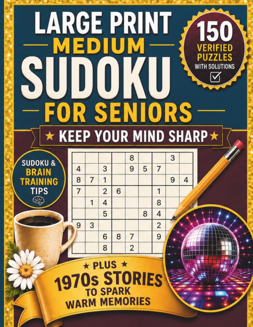 Large Print Medium Sudoku for Seniors - Keep Your Mind Sharp: 150 Verified Puzzles with Solutions and Sudoku & Brain Training Tips to Support Focus ... (Ageless Brain: The Decades Collection)
