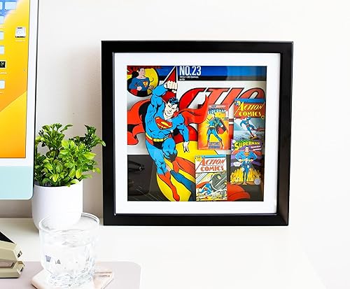 Miniatura 8 de DC Comics Superman #23 Wood Frame 3D Shadow Box Wall Art Display With Glass  14 x 14 Inches
