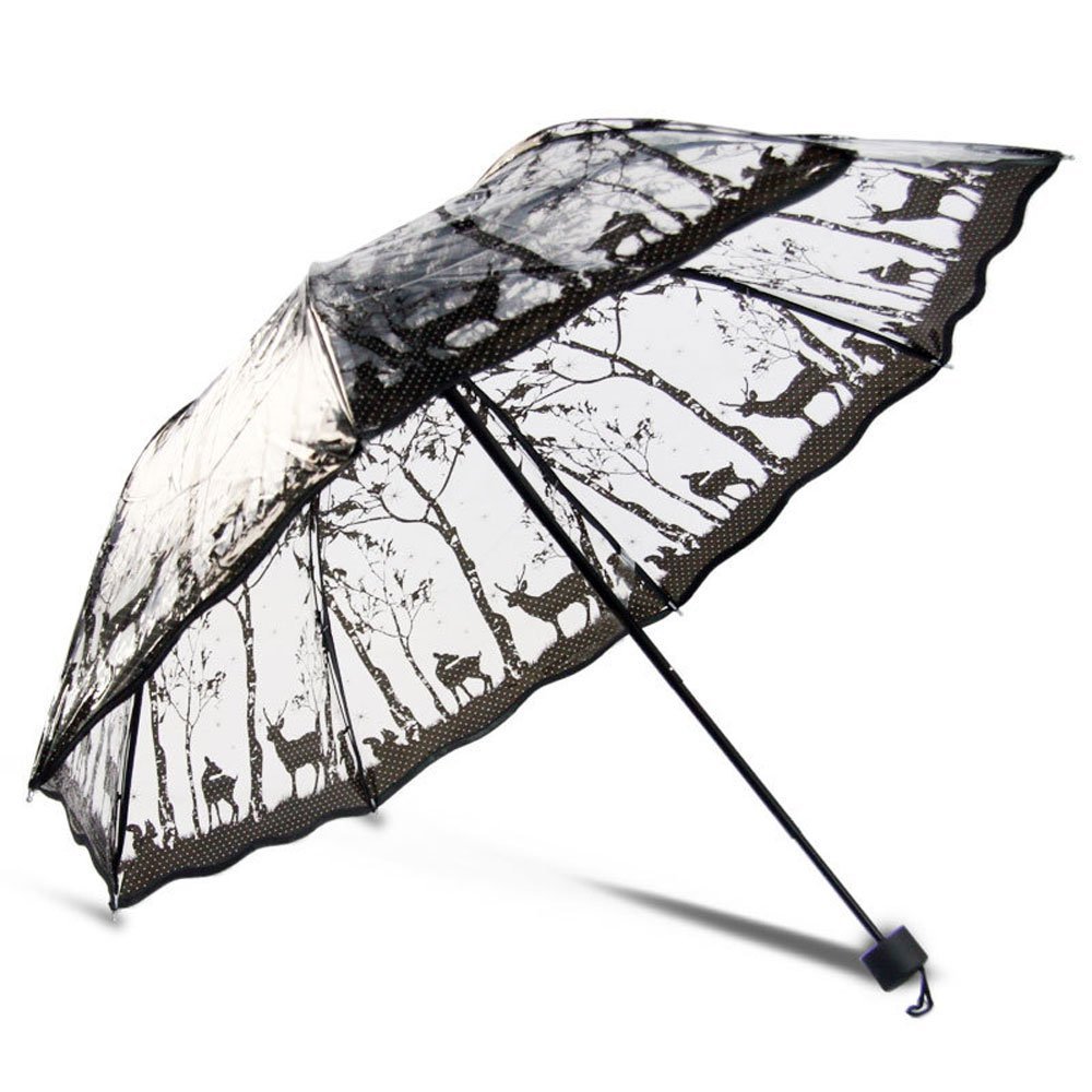 WerFamily Protable Beautiful Romantic Rainy Rain Custom Foldable Raining Clear Transparent Umbrella