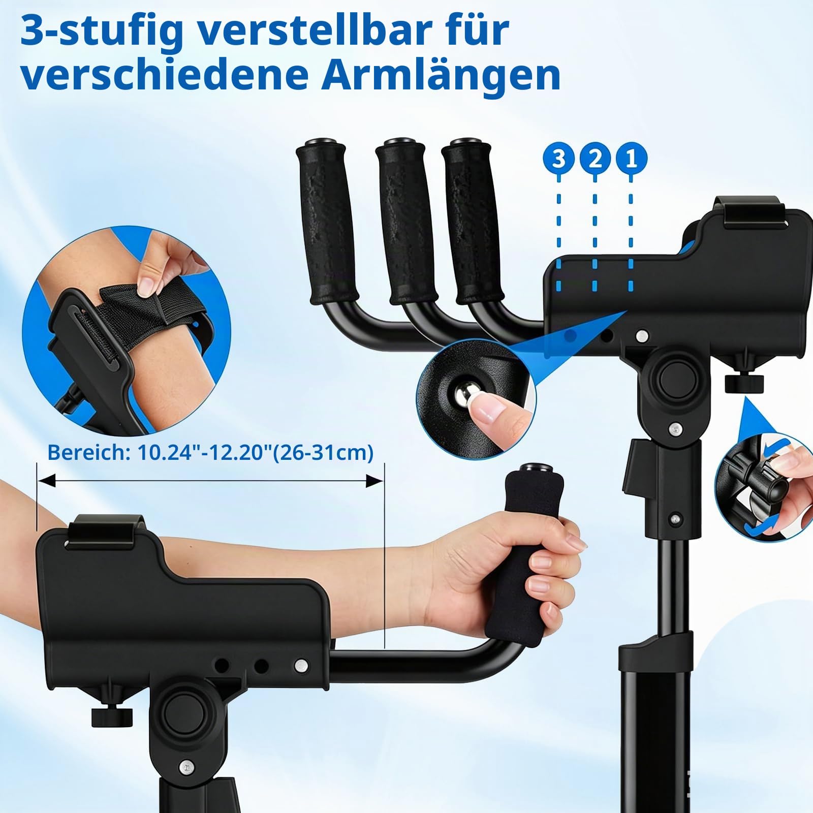 1 Paar Unterarmgehstütze, Faltbar Wanderstöcke Krücken 85-115CM Höhenverstellbar Ergonomisch mit Ellbogenauflage Aluminium Gehstützen Belastbar bis 100 kg pro Stütze Reise Gehkrücken Zusammenleg