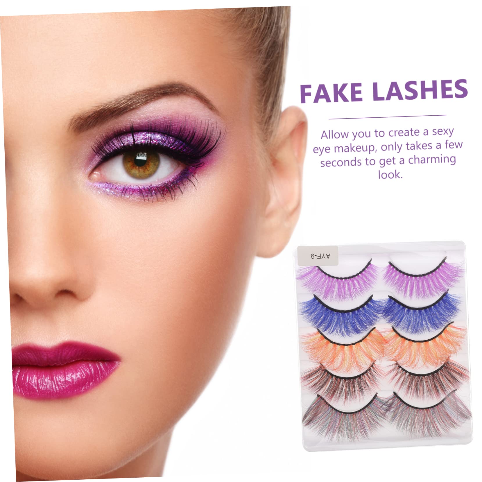 FRCOLOR 25 Paia Ciglia Finte Colorate Partito Trucco Ciglia Donne Estensione Ciglia Ciglia Finte Ciglia Colorate Ciglia Finte Magnetiche Ciglia Cosmetiche Partito Ciglia Ricci Estendere