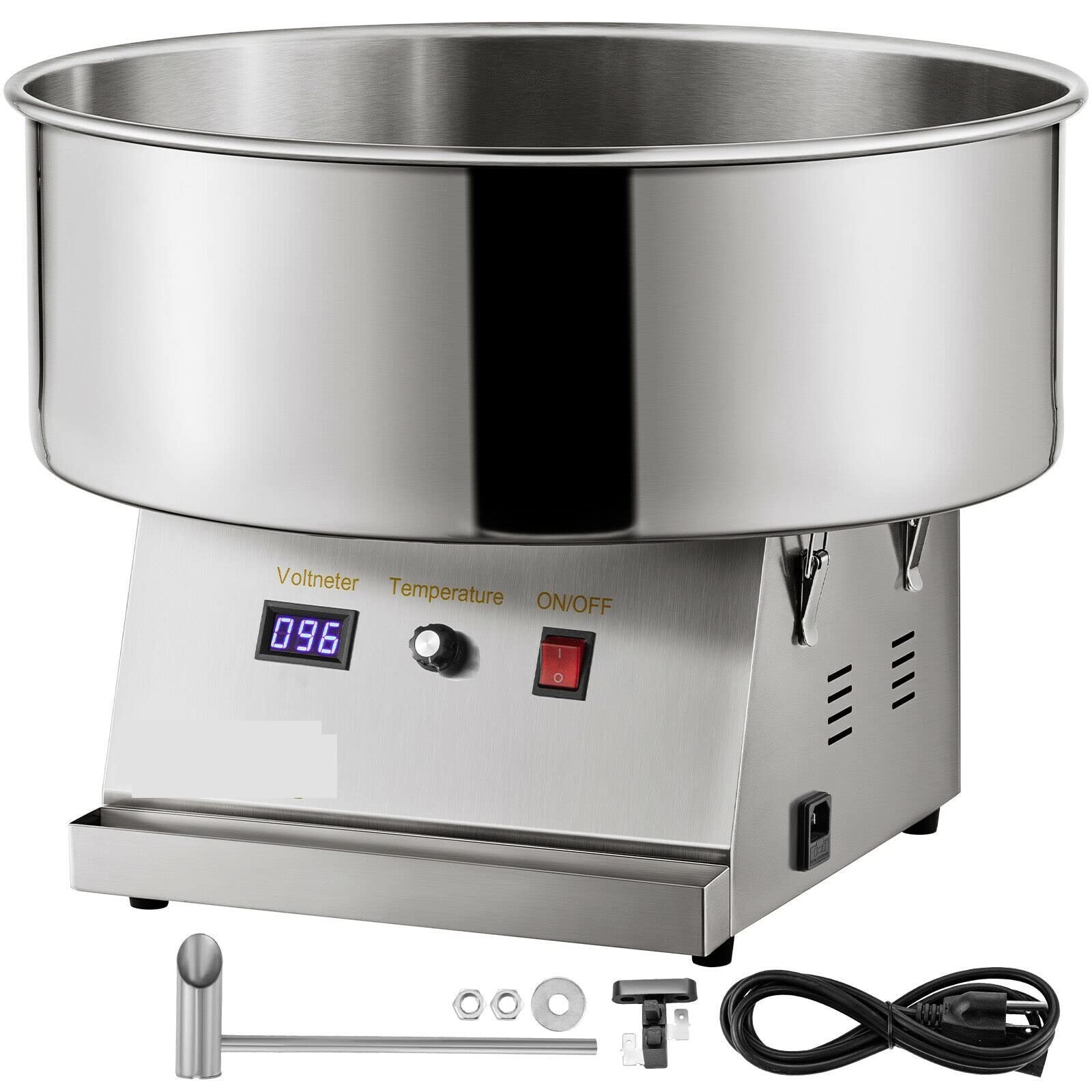 Máquina eléctrica de algodón de azúcar comercial fabricante de hilo dental de caramelo malvavisco for carnavales fiestas de cumpleaños eventos deportivos(Silver)