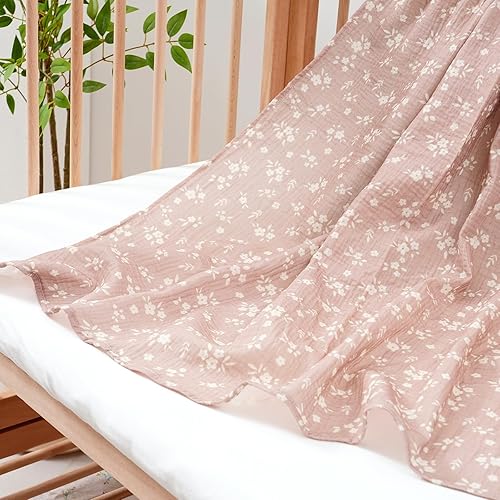 Miniatura 8 de Happy Flute Juego de 4 mantas de muselina ultra suaves para recién nacidos, mantas de recepción para bebés niñas y niños, esenciales para bebés de 0