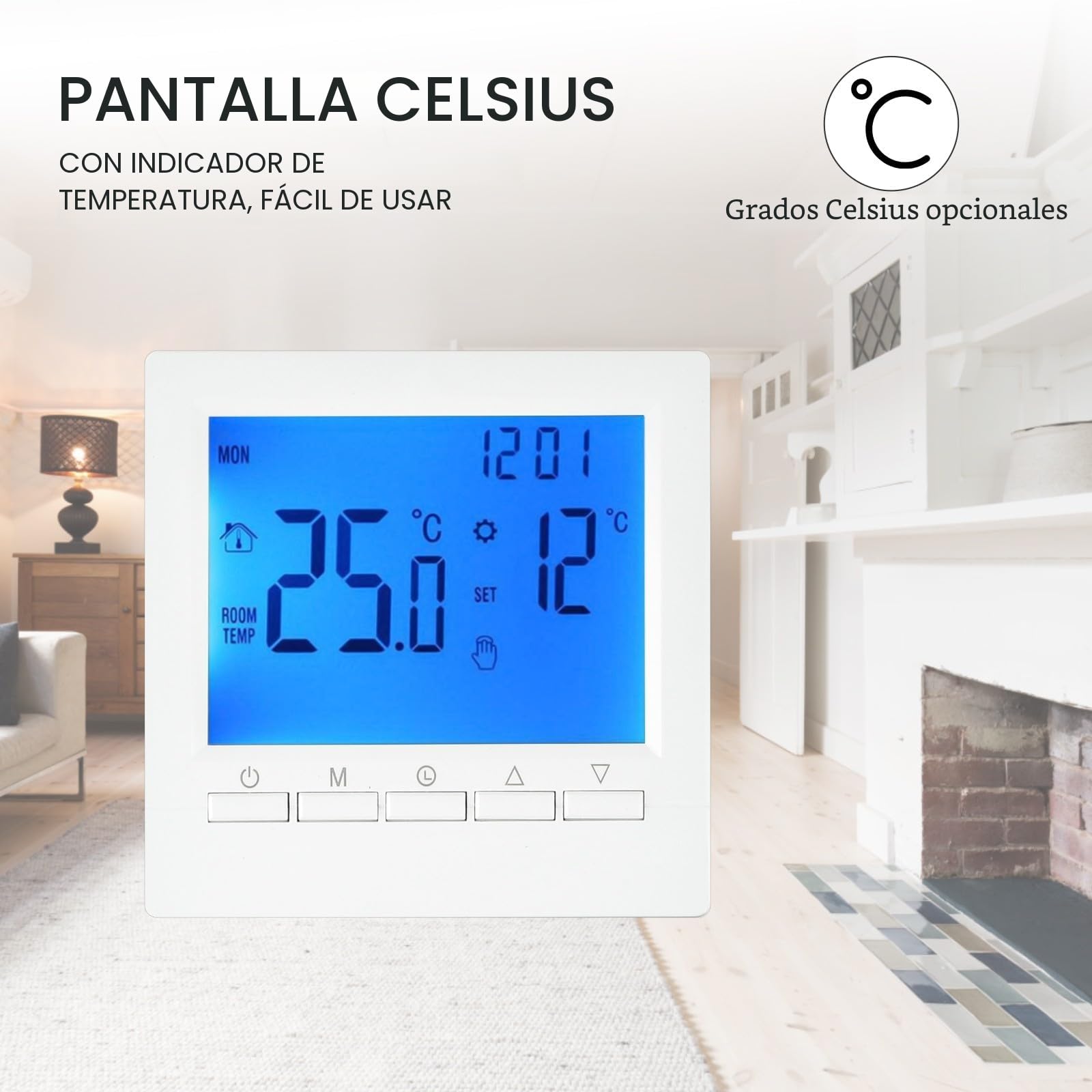 Termostato programable digital para el hogar, pantalla LCD, controlador de temperatura ambiente, control de calefacción y refrigeración por suelo, kit de termostato digital