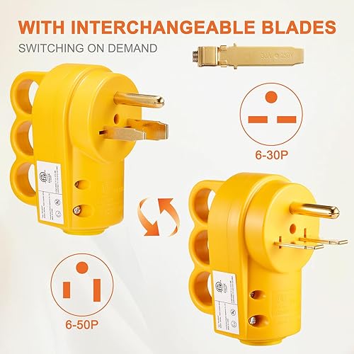 Miniatura 3 de Enchufe NEMA 6-50P6-30P, 50 Amp 3 clavijas 125250 voltios, enchufe macho de alimentación universal resistente con diseño de fácil desenchufe,