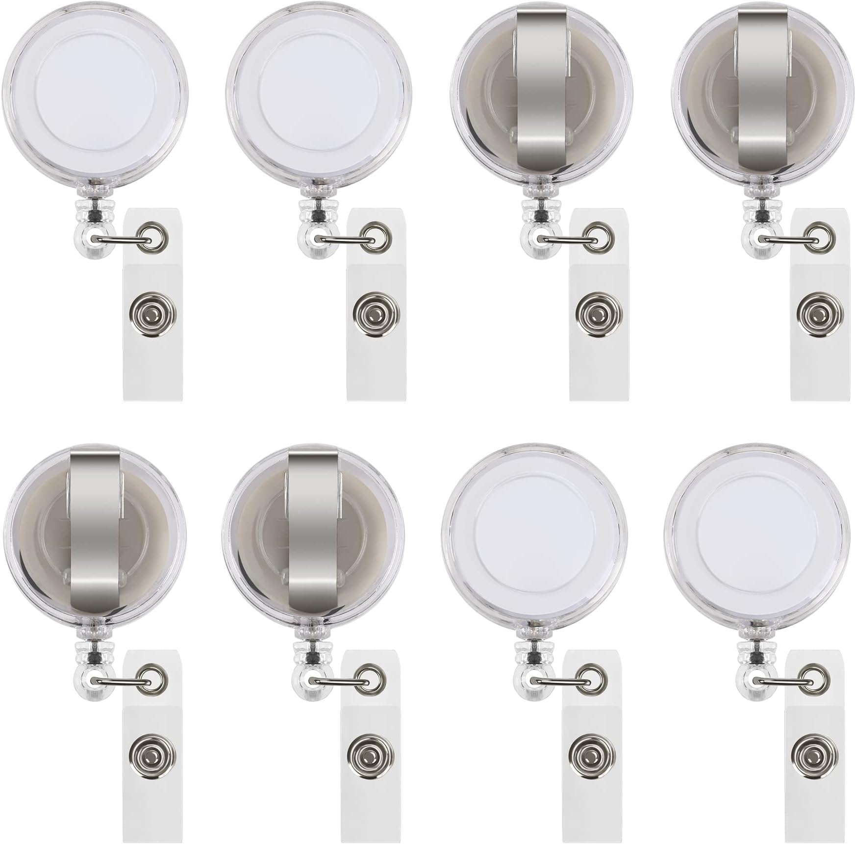 JANYUN50 Pcs Retractable Badge Reel Clips Holder for Hanging ID Card Name Key Chain (Clear White)