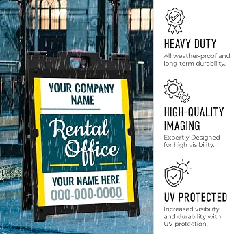 Custom Rental Office Sandwich Board/A Frame Sign Kit, Personalized Text Sign with Two Panel Indoor/Outdoor Sign,