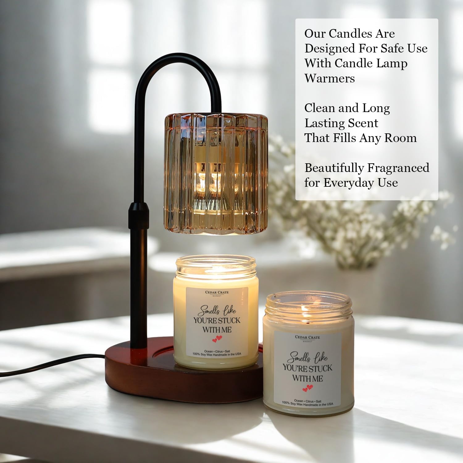 Cedar Crate Market - Anniversary Candle - Smells Like You're Stuck with Me Romantic Wedding Anniversary Present for Men, Women, Couples, Wife, Husband, Him & Her, Soy Wax Scented Candle - Image 4